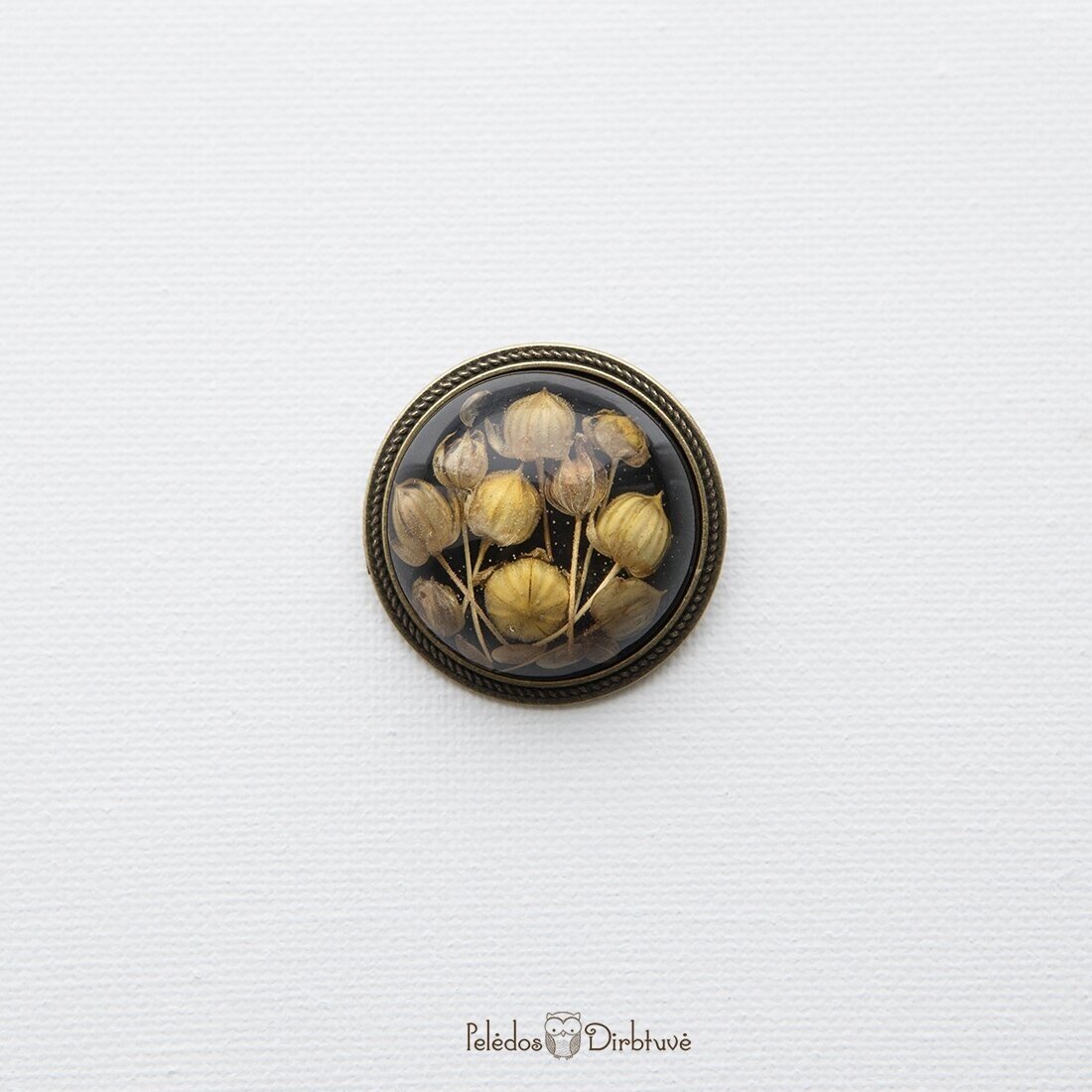 Apvali juoda sagė "Linai" (37mm) 2
