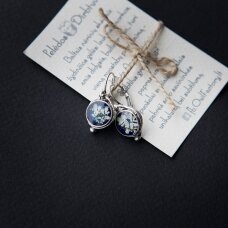Etno stiliaus sidabruoto žalvario auskarai "Blue Queen"