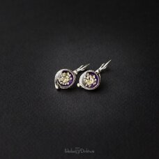 Etno stiliaus sidabruoto žalvario auskarai "Purple Queen"