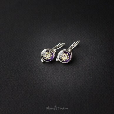 Etno stiliaus sidabruoto žalvario auskarai "Purple Queen" 4