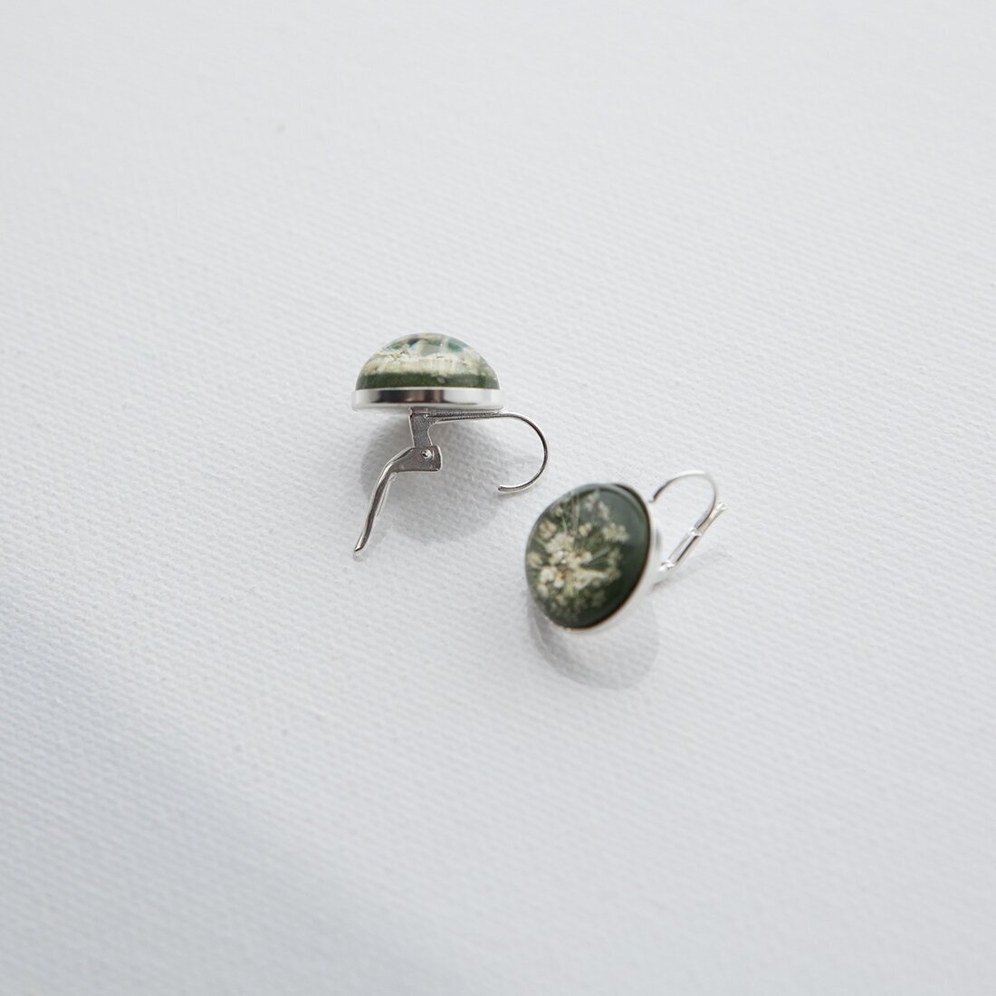 Itališko sidabro auskarai "Grass Green Queen" (15mm) 4 Itališko sidabro auskarai "Grass Green Queen" (15mm) 4