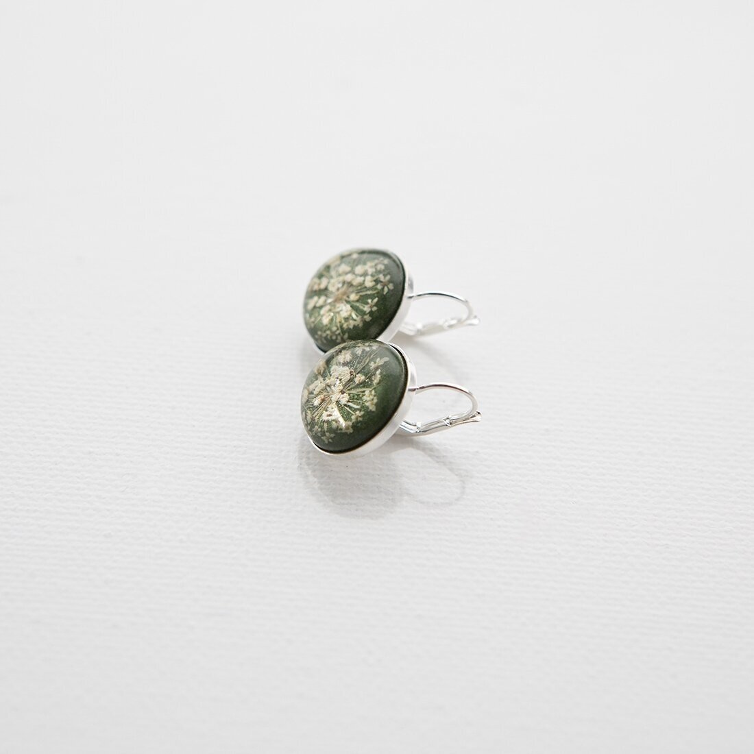 Itališko sidabro auskarai "Grass Green Queen" (15mm) 5 Itališko sidabro auskarai "Grass Green Queen" (15mm) 5