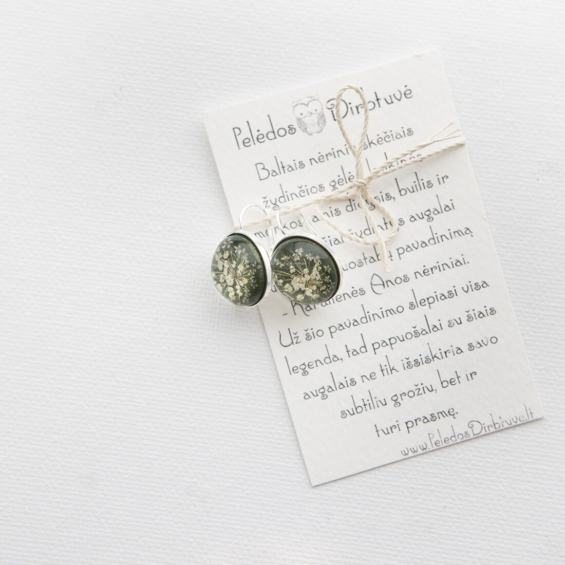 Itališko sidabro auskarai "Grass Green Queen" (15mm) 3 Itališko sidabro auskarai "Grass Green Queen" (15mm) 3