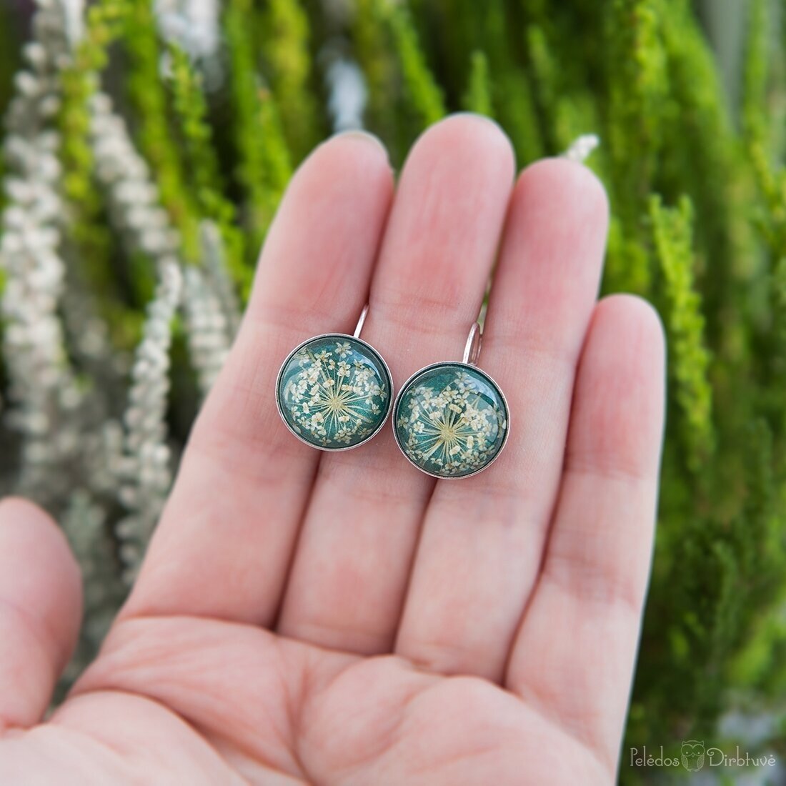 Itališko sidabro auskarai "Malachito Karalienė" (15mm) 1