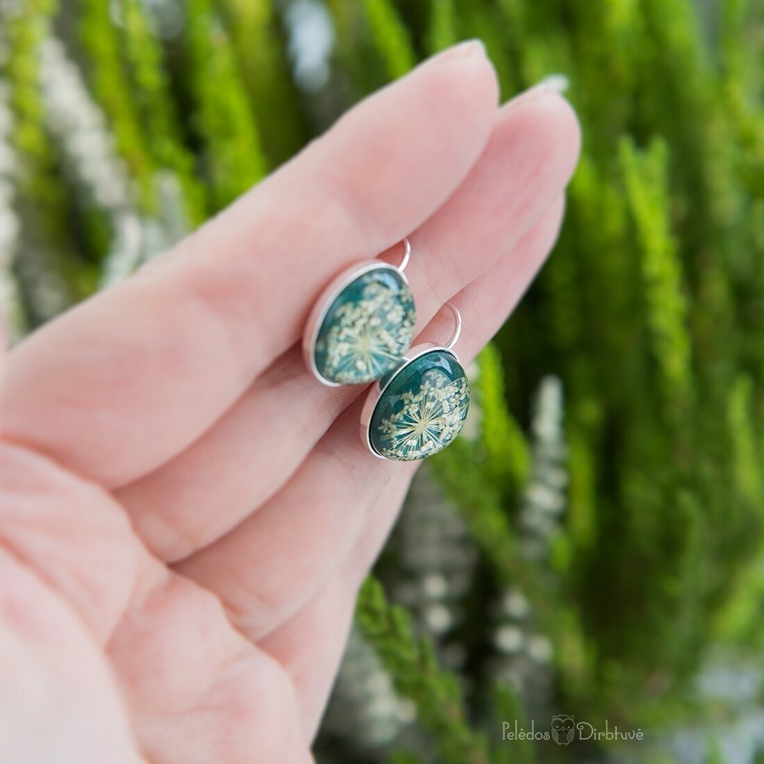 Itališko sidabro auskarai "Malachito Karalienė" (15mm) 2 Itališko sidabro auskarai "Malachito Karalienė" (15mm) 2