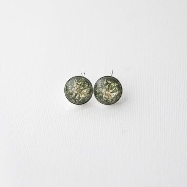 Itališko sidabro auskarai "Grass Green Queen" (15mm)