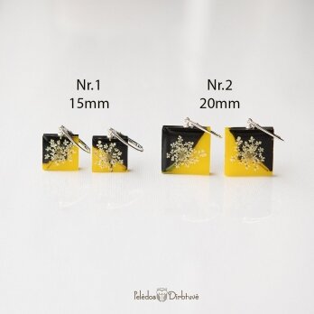 Kvadratiniai sidabriniai auskarai "Nėrinių Kontrastai" (15mm ir 20mm - variantai pasirinkimui)