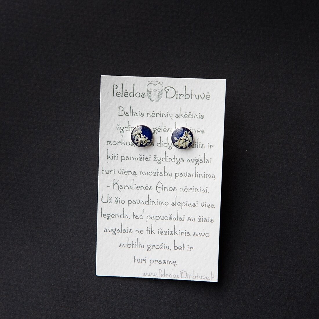 Sidabriniai auskarai "Blue Queen" (8mm) 1 Sidabriniai auskarai "Blue Queen" (8mm) 1