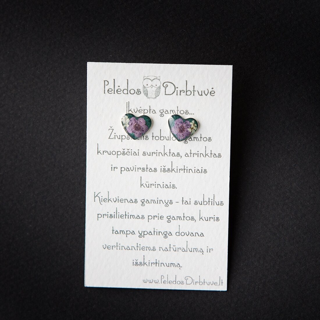 Sidabriniai auskarai "Gėlėtos Širdelės" 1 Sidabriniai auskarai "Gėlėtos Širdelės" 1