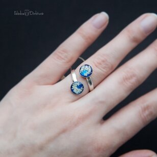 Sidabrinis žiedas su dviguba kompozicija "Sky Blue Queen"