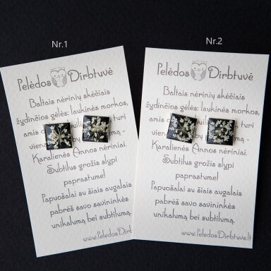 Sidabriniai kvadratiniai auskarai "Black Queen" (10mm, Variantai pasirinkimui) Sidabriniai kvadratiniai auskarai "Black Queen" (10mm, Variantai pasirinkimui)