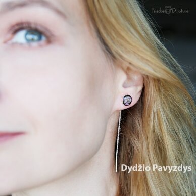 Sidabriniai auskarai su grandinėlėmis "Saulės Bučinys" (8mm) 4